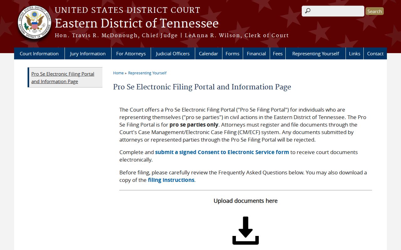 Eastern District of Tennessee pro se electronic filing information
