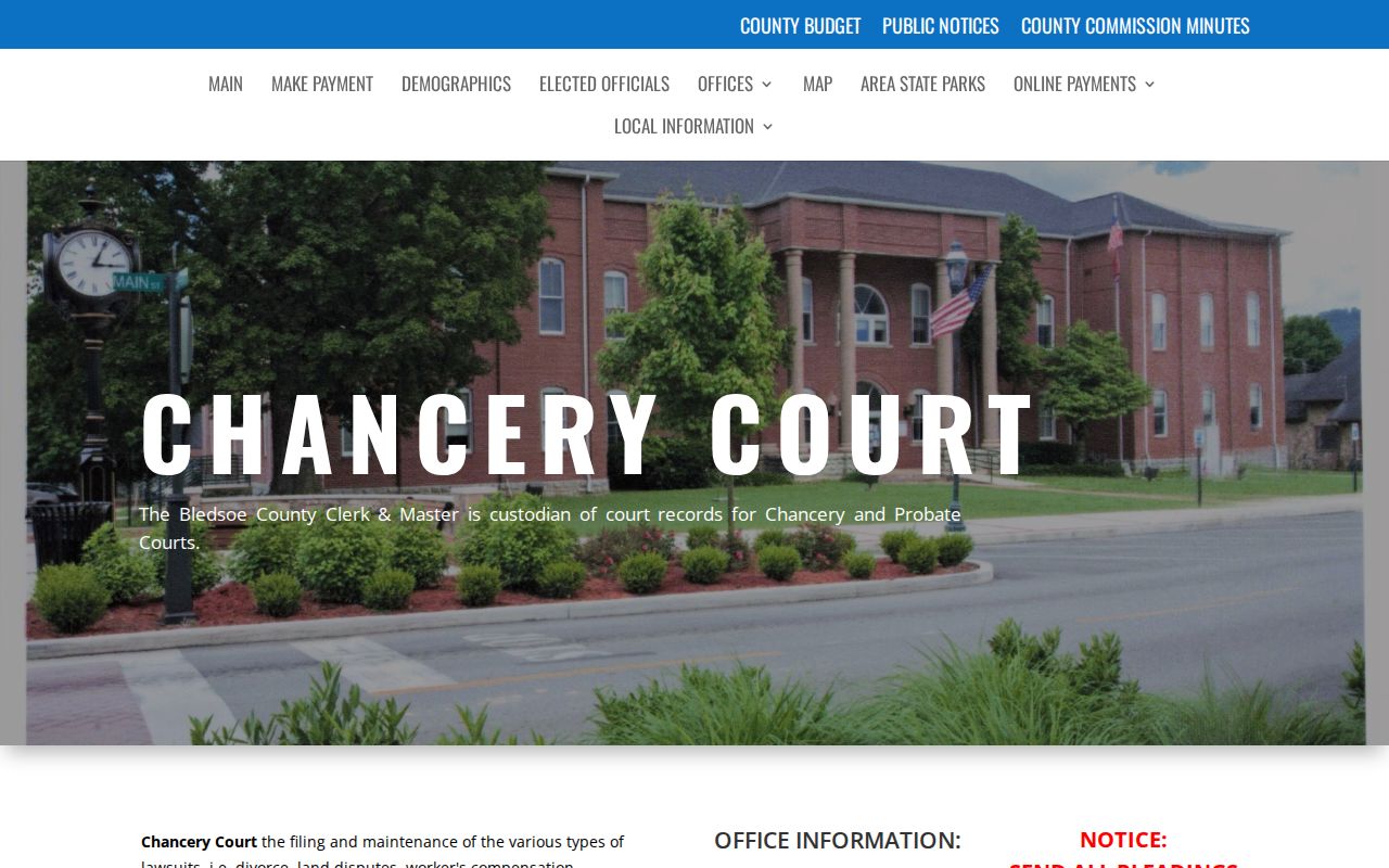 Bledsoe County Chancery Court and Clerk and Master information