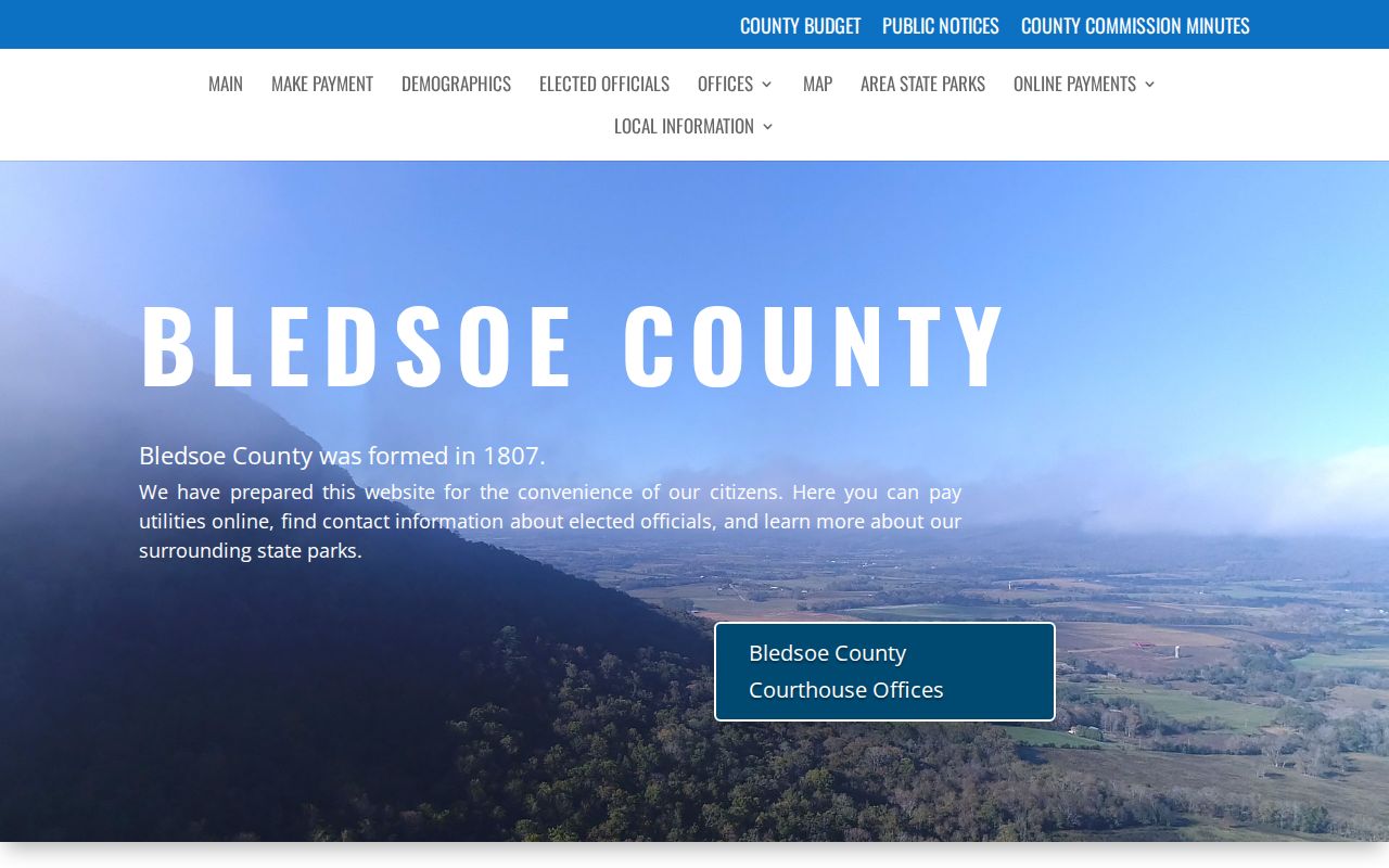 Official Bledsoe County government homepage and courthouse office links