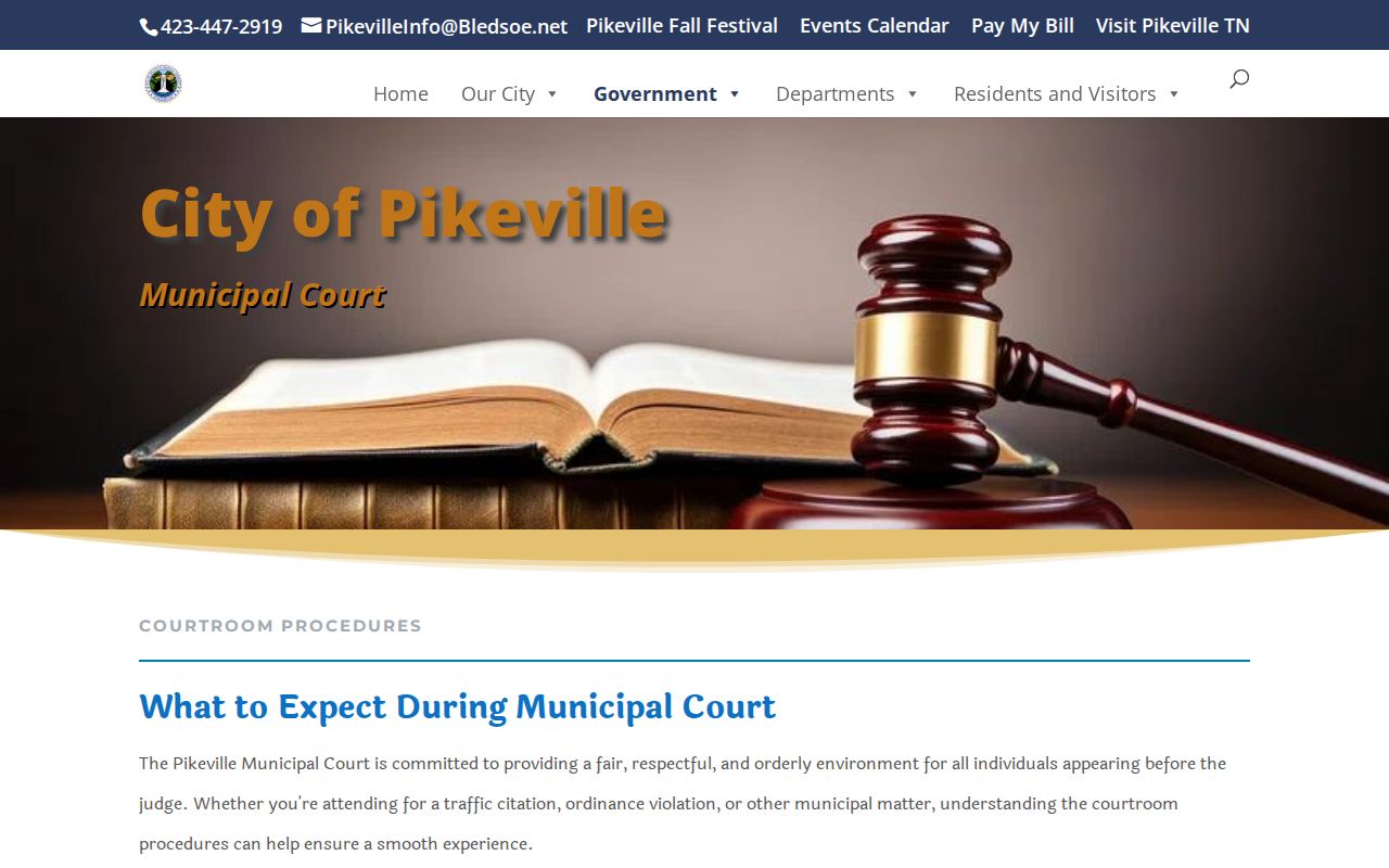 Official Pikeville City Court procedures for traffic hearings